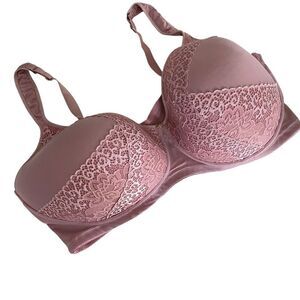 Ashley Stewart Bra Women's 46H Dusty Rose Underwire Double Back Closure Padded